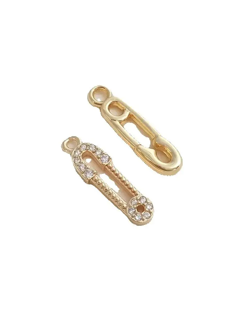 14-каратное позолоченное скрепка для бумаг кулон с цирконием кулон-булавка сделай