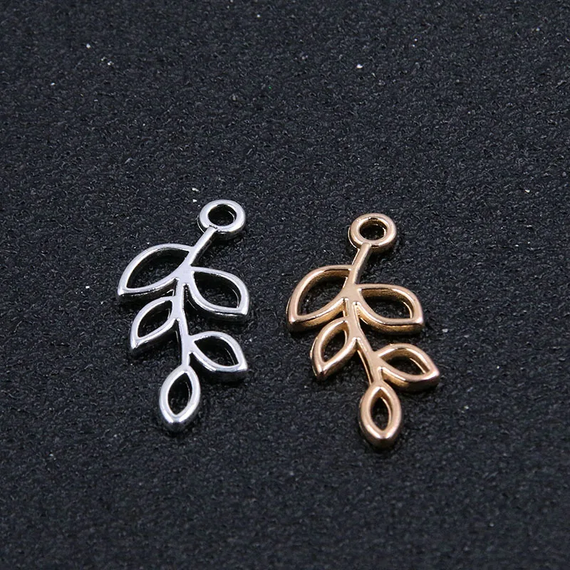 

30PCS 13*25MM 2 Color Two-sided Charms Branches Plant Connector For DIY Jewelry Earrings Necklace Bracelet Making Accessories