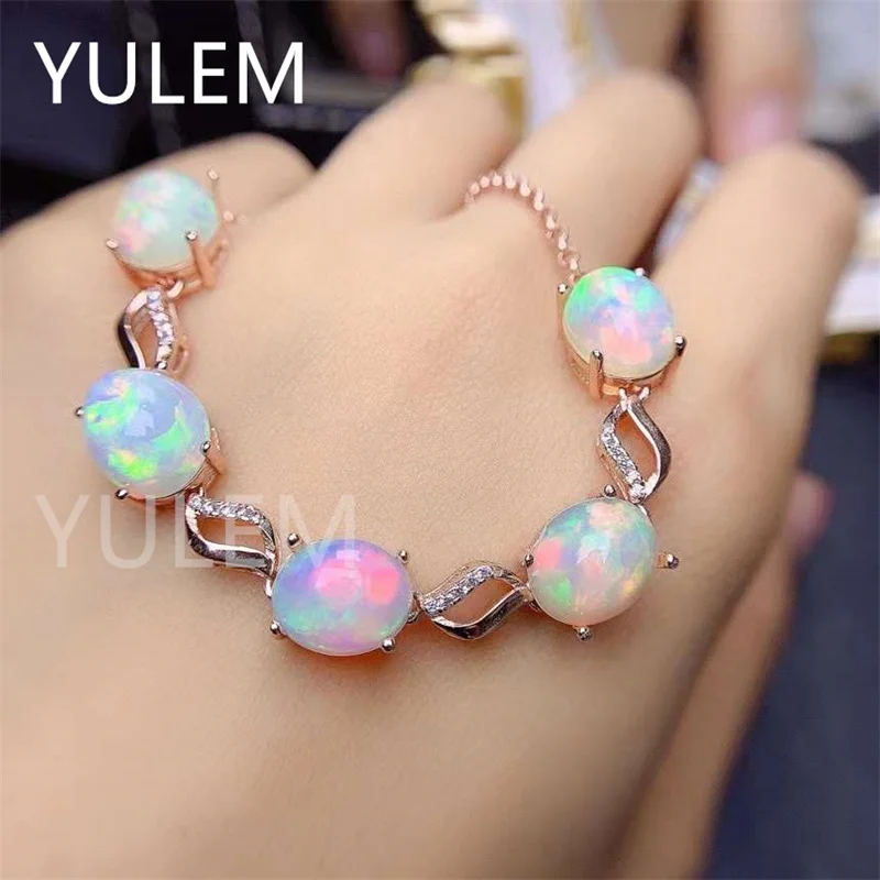

YULEM 2022 Fashion Natural Opal Bracelet Women's Wedding Jewelry 925 Sterling Silver Gift Big Stone for 8*10mm