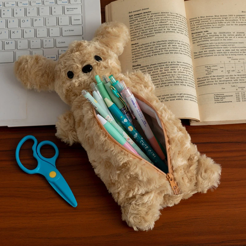 

Пенал для щенка, милые мягкие плюшевые школьные канцелярские принадлежности, пенал большой емкости, студенческие канцелярские принадлежности