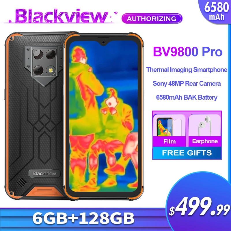 Blackview BV9800 Pro Global First Thermal Imaging Smartphone 6GB RAM 128GB ROM Helio P70 Android9.0 IP68 Waterproof Mobile Phone |