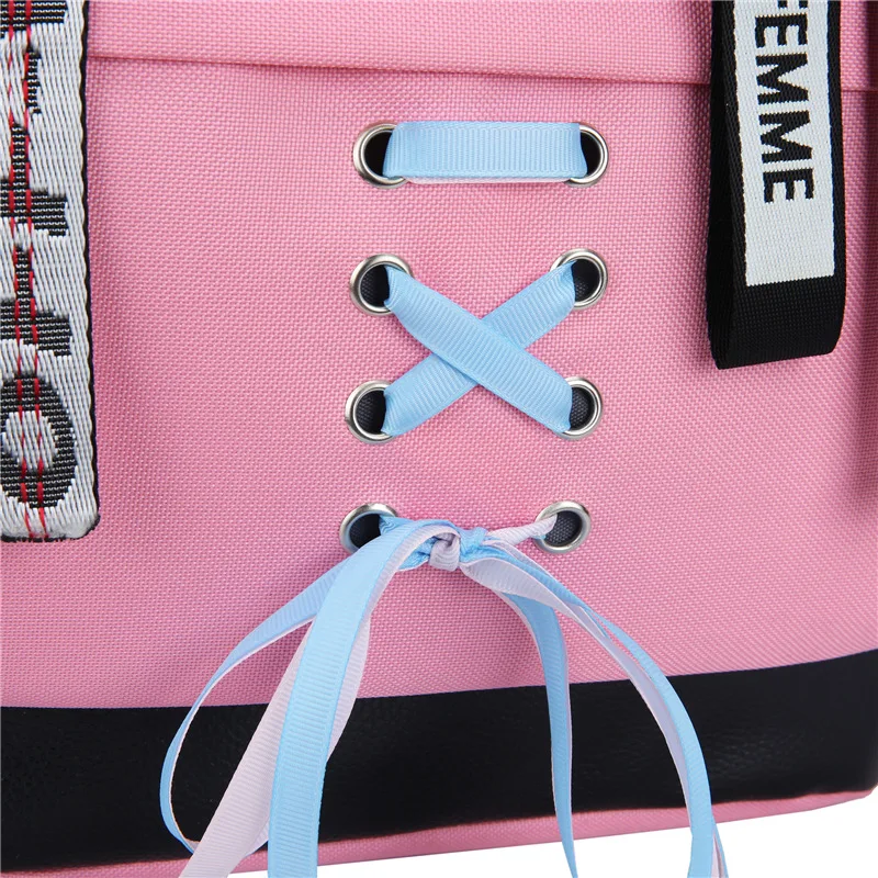 Canvas Usb Chargeable School Bags For Girls Teenagers Backpack Bookbags Black Large Capacity Middle High College Teen Schoolbag