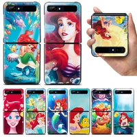 mermaid disney princess shockproof cover for samsung galaxy z flip 3 5g hard black phone case segmented protect coque capa