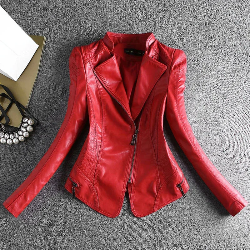 

2023 Spring And Autumn Women Leather Jacket Coats Slim Ladies Clothing