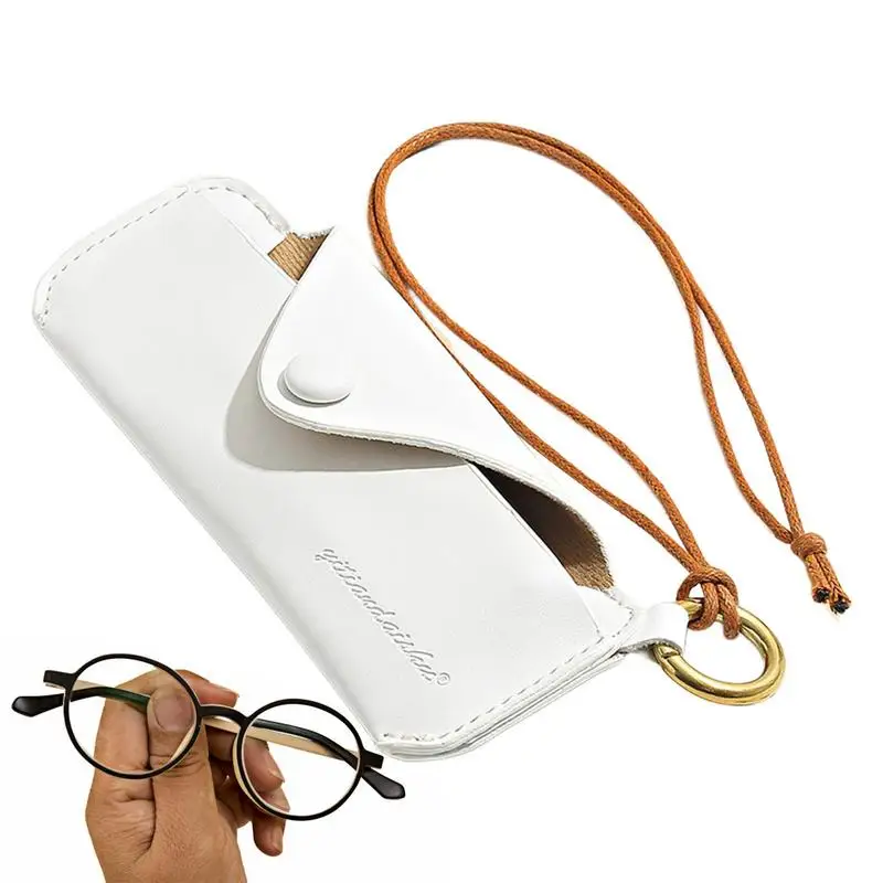 

Eyeglasses Bag Soft Eyewear Sleeve With Wrist Strap PU Leather Portable Slim Sunglasses Bag For Outdoor Carrying Organizer Bags