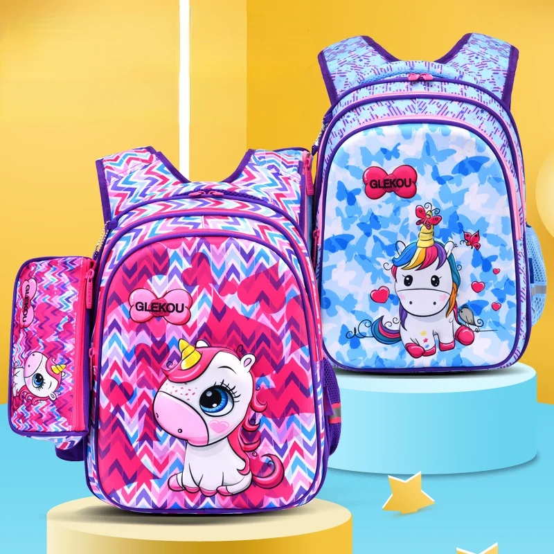 Cartoon Unicorn Grade 2-6 Children Breathable Fashion Backpacks New Girls Princess Boys Cute 16 Inches Schoolbags Breathable Hot