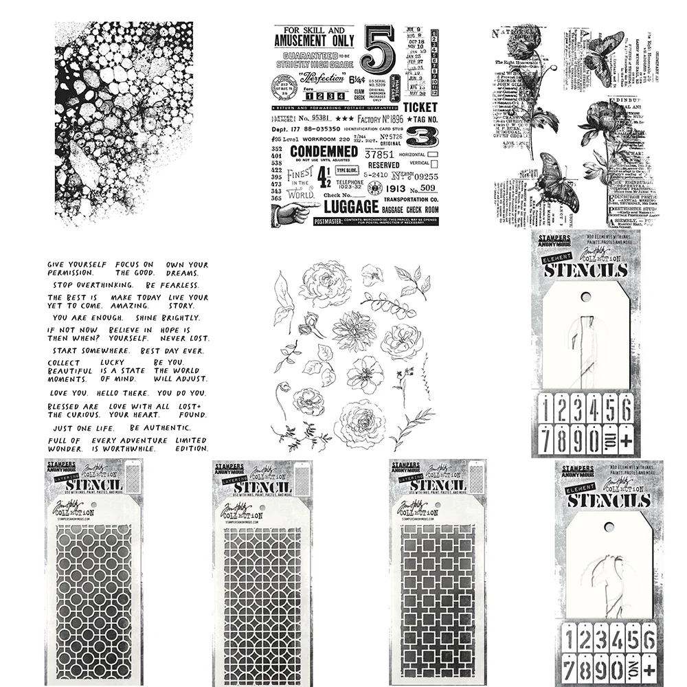 

Retro Ledger Text Butterfly Mechanical Airbrush Painting Decor Stencils for Diy Scrapbooking Art Ablum Diary Stamp Crafts New