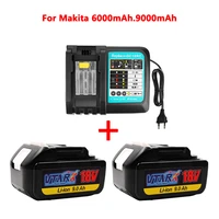with charger bl1860 rechargeable battery 18 v 6 9mah lithium ion for makita 18v battery 6ah bl1840 bl1850 bl1830 bl1860b lxt400