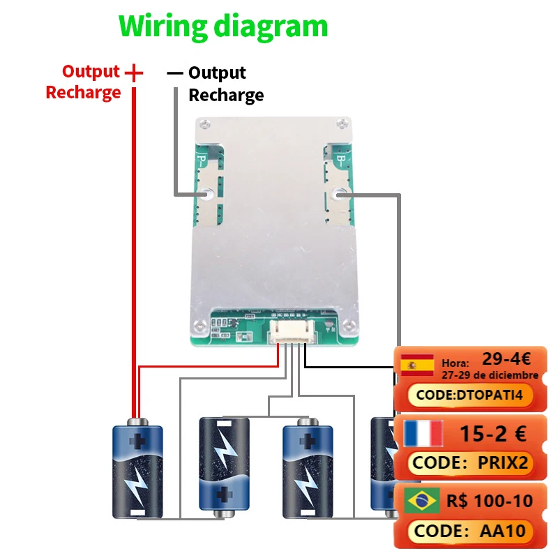

3S 4S 2V 18650 BMS Lithium iron Balanced ion lithium battery 3.2V Li-NiCoMn 3.7V Protection Board 16.8V Li-ion for electric bike