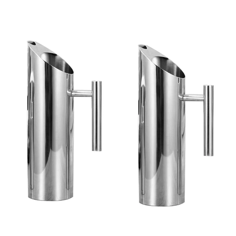

2 Pcs Stainless Steel Water Pitcher With Ice Guard Tea Pot Kettle Jug Cold Beverages Juice Pot Ktv Bar Accessories 1.5L & 2L
