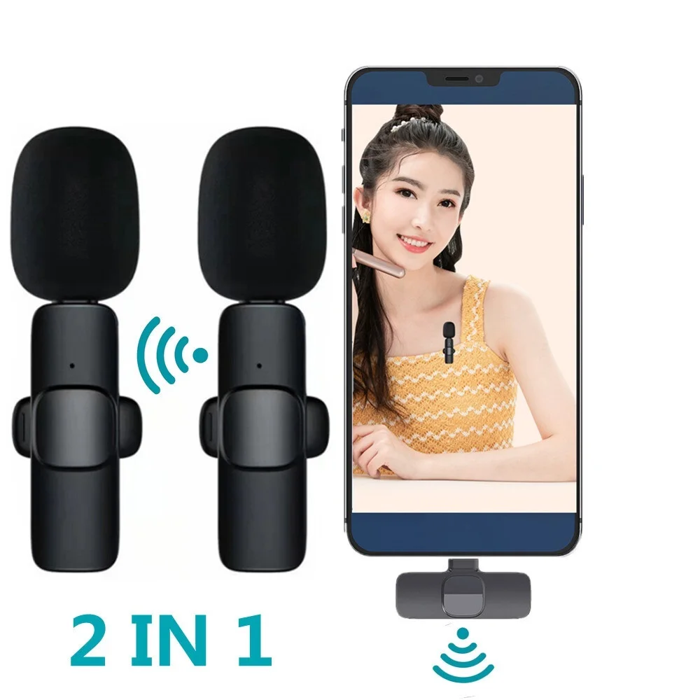

2022 беспроводной петличный микрофон, портативный мини-микрофон для записи аудио и видео для iPhone, Android, Facebook, Youtube, прямой трансляции