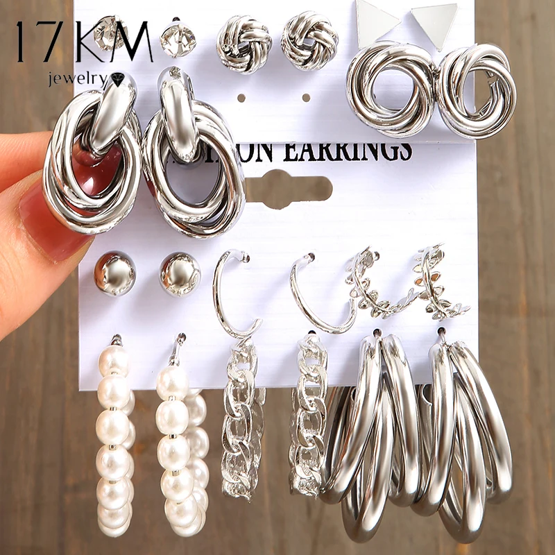 17 км винтажные серьги с жемчугом набор металлические позолоченные