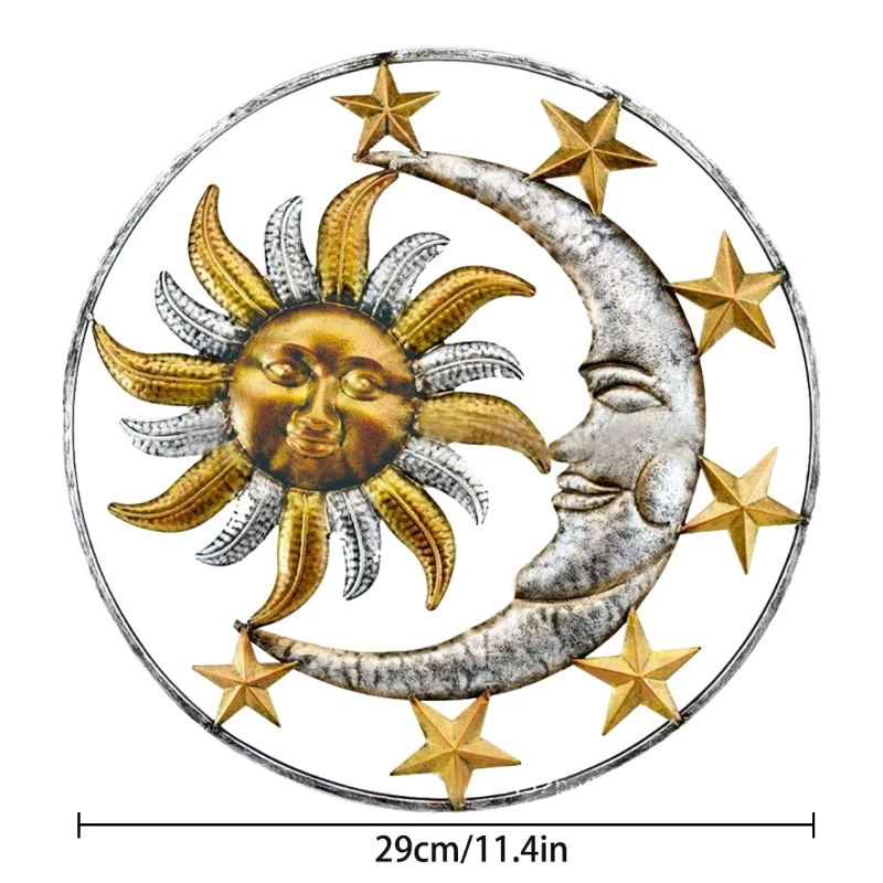 

Metal Sun Moon Face Sculpture Statue Wall Art Hanging Ornaments Home Decoration
