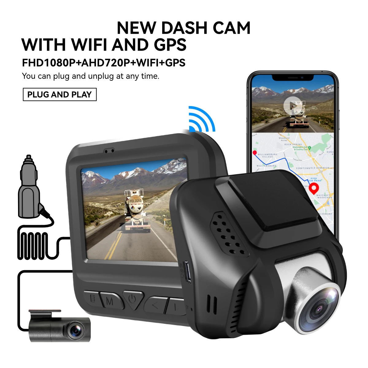 

1080P Full HD WiFi Car DVR GPS Vehicle Video Recorder Dash Cam Rear View G-Sensor Parking Monitor Night Vision Auto Dash Camera