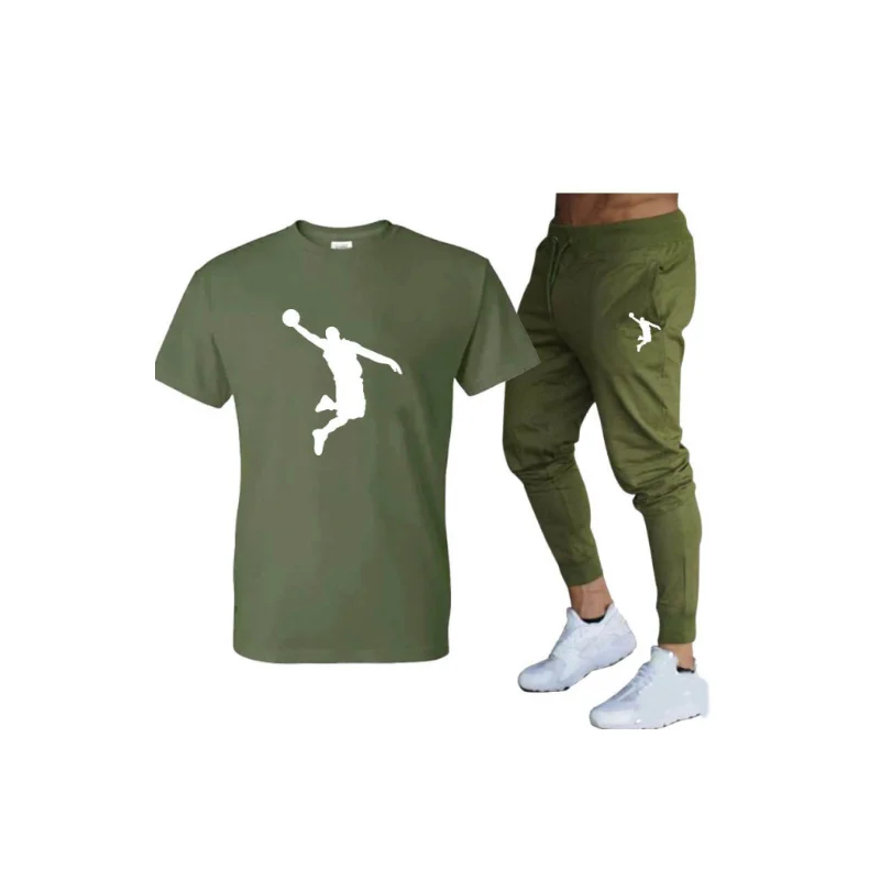 

Hot-Selling Zomer T-shirt Broek Set Casual Brand Fitness Jogger Broek T Shirts Hip Hop Fashicon Men'stracksuit