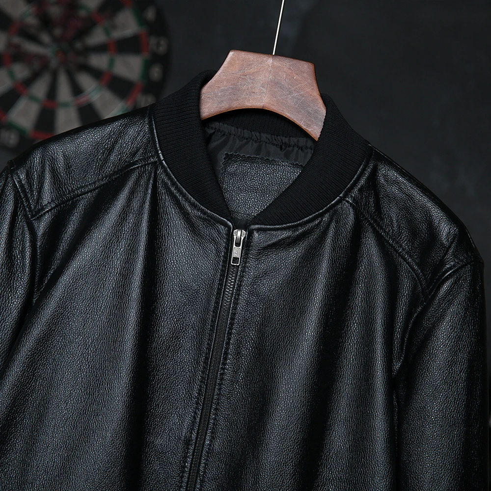 Настоящая кожаная куртка мужские куртки 100% коровья кожа мужское пальто кожа одежда осень азиатский размер 5XL оптовая отправка.