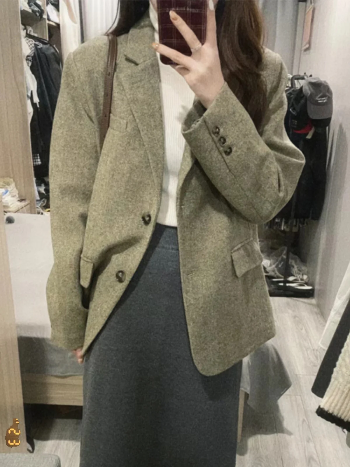 Woolen Suit Coat Women High-Grade Spring 2024 New Loose Small Short Outerwear Autumn and Winter