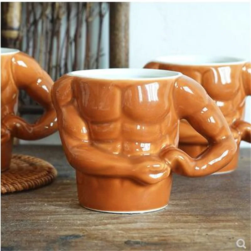 

Ceramic Macho Muscle Coffee Cup Creative 3D Original Mugs Tea Cups with Handle Water Cup Juice Mugs Breakfast Oatmeal Cup Gift