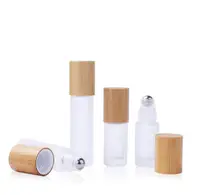5 10 15ml Frosted clear Roll On Glass Bottle with Bamboo Cap 1/2 oz Roller Ball Perfume Essential Oil Bottles SN886