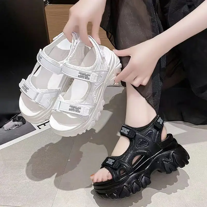 2022 Summer Women Wedge Sandals Transparent PVC Crystal Chunky Platform Shoes Woman Rainbow Thick Bottom Sandalias Verano Mujer