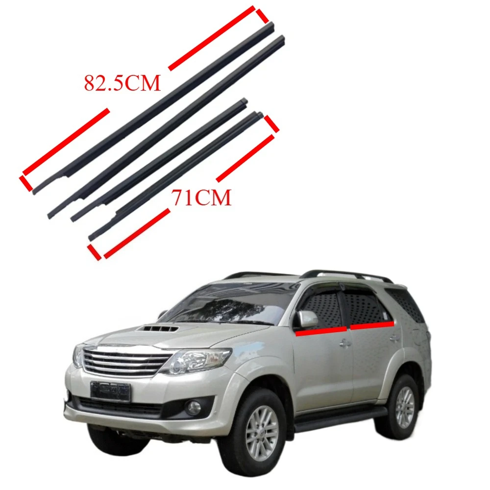 

4 шт. черное наружное оконное стекло резиновое для Toyota Fortuner 2006-2011, уплотнитель, внешний ламинат, резина 68162-0K010