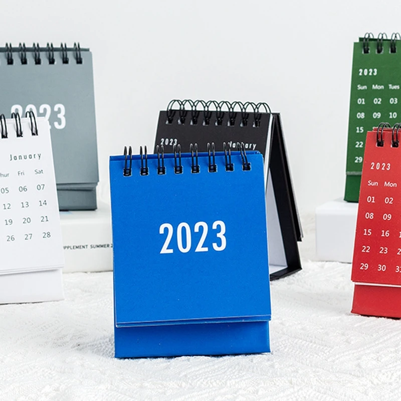 

2023 простой однотонный настольный мини-календарь, простой двойной ежедневник, настольный планировщик, органайзер на годовую расписание, сто...