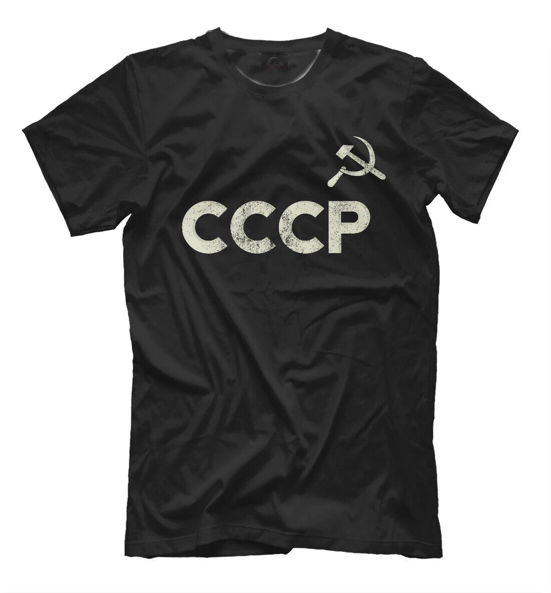 Купи USSR Soviet Union Russia Hammer and Sickle Emblem CCCP T-Shirt. Summer Cotton Short Sleeve O-Neck Mens T Shirt New S-3XL за 1,676 рублей в магазине AliExpress