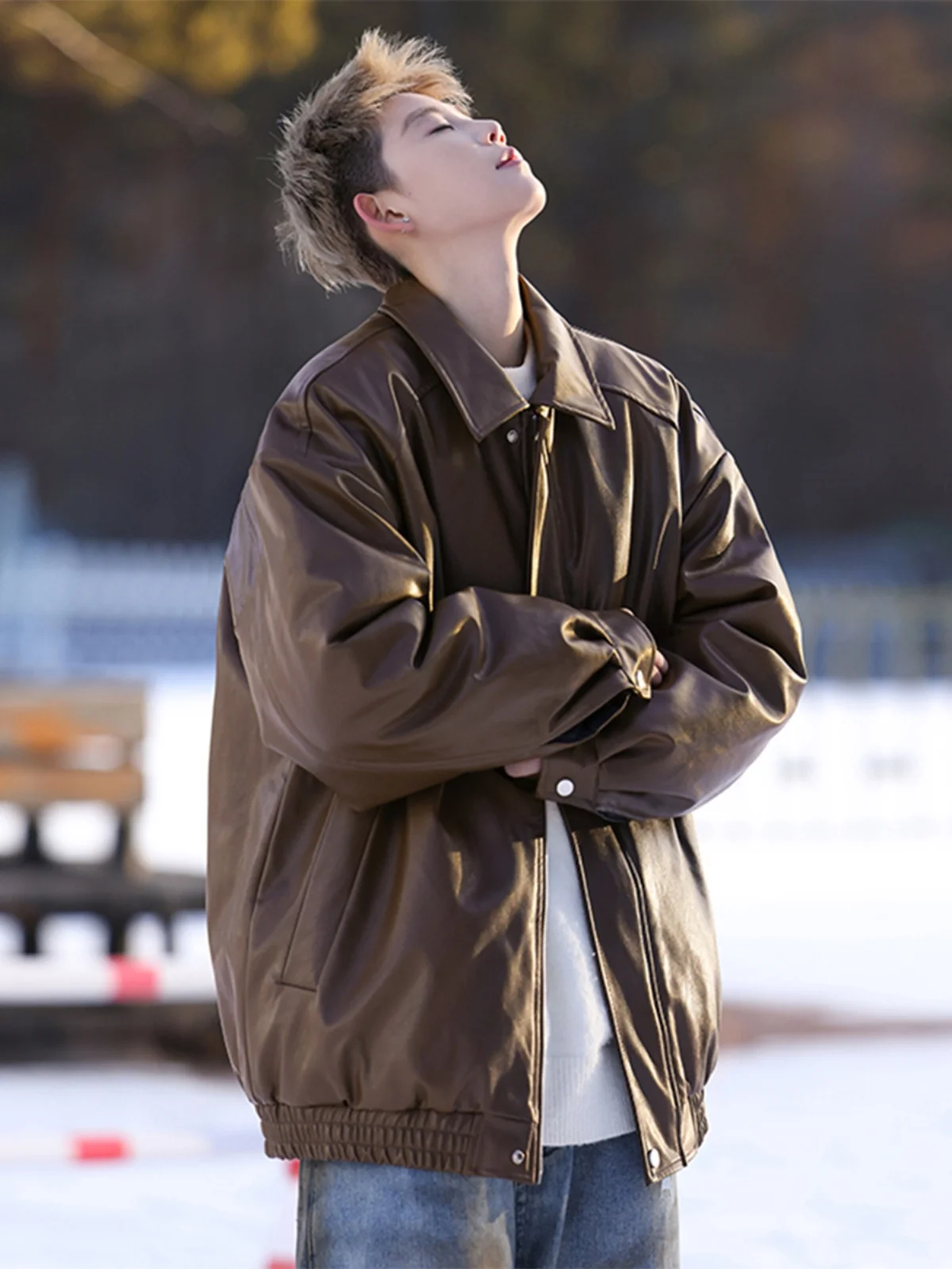 Американское кофейное пальто из искусственной кожи с хлопковой подкладкой