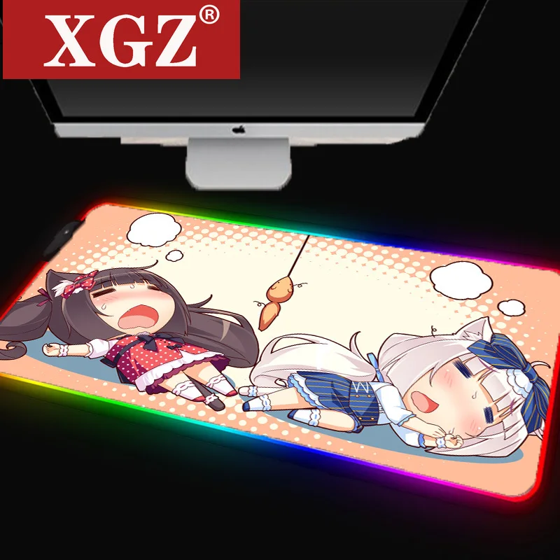 

XGZ Kawaii Anime RGB Mouse Pads Large Gaming desk Mats USB Interface Luminous Foot Mat Carpet Mat Computer Keyboard Yoga Mat XXL