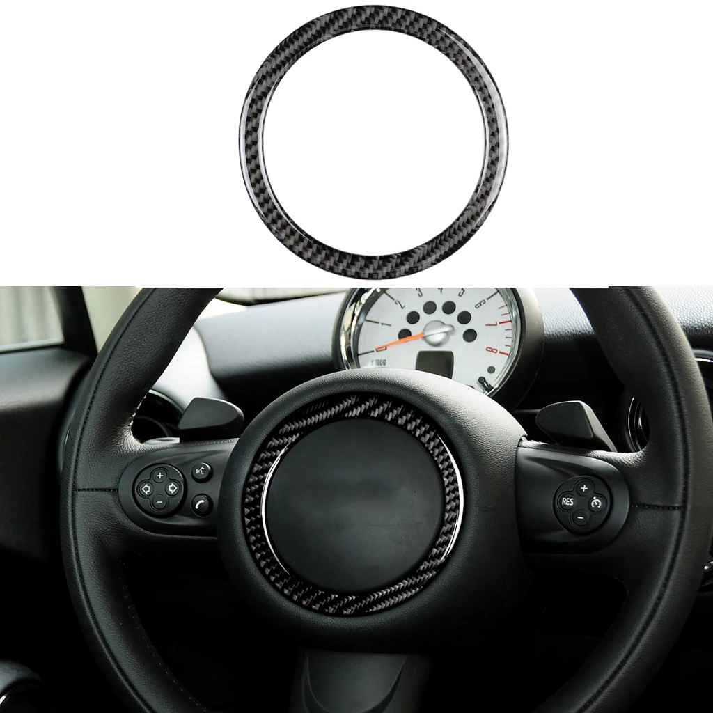 

Car Steering Wheel Circle Cover Sticker Carbon Fibre Interior Accessories For MINI R55 R56 Countryman R60 Paceman R61 2007-2013