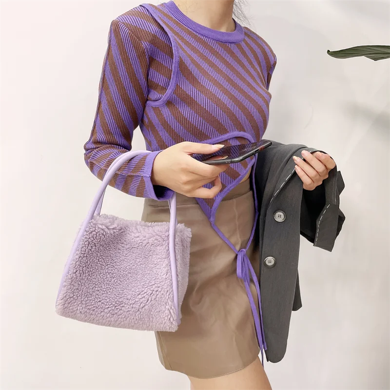 Добавьте в список желаний милая шерстяная сумка через плечо Fury Корейская