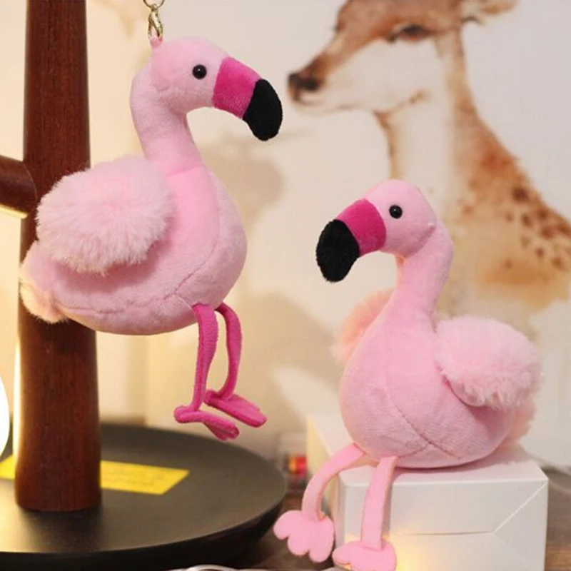 

Hot New Pompom Fluffy Flamingo Keychain Woman Fur Bag Charms Keyrings Pom Car Pendant Key Ring Holder Jewelry Christmas Gift