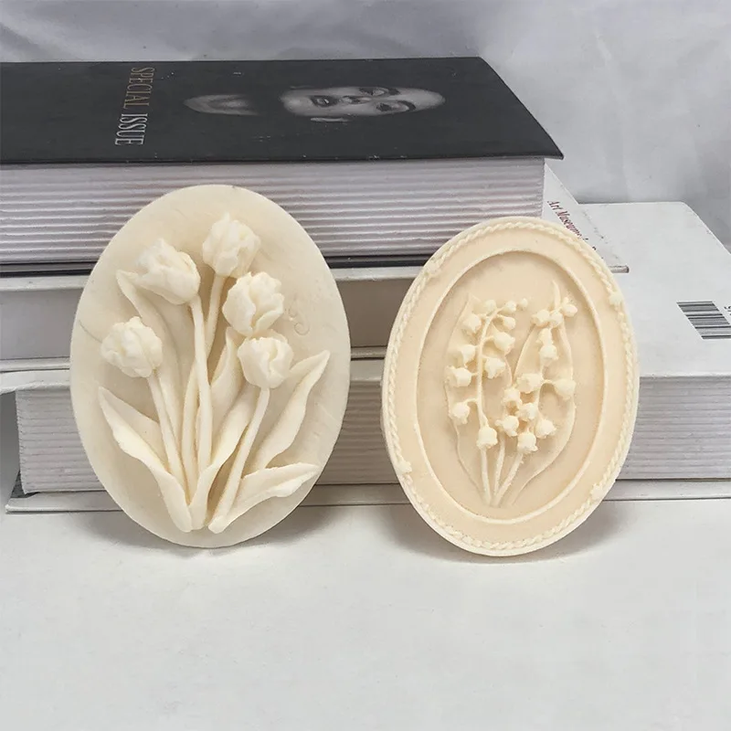 

Tulip Lily of The Orchid Scented Candle Diffuser Stone Listing Silicone Mold 3D Flower Aromatherapy Plaster Molds DIY Soap Forms
