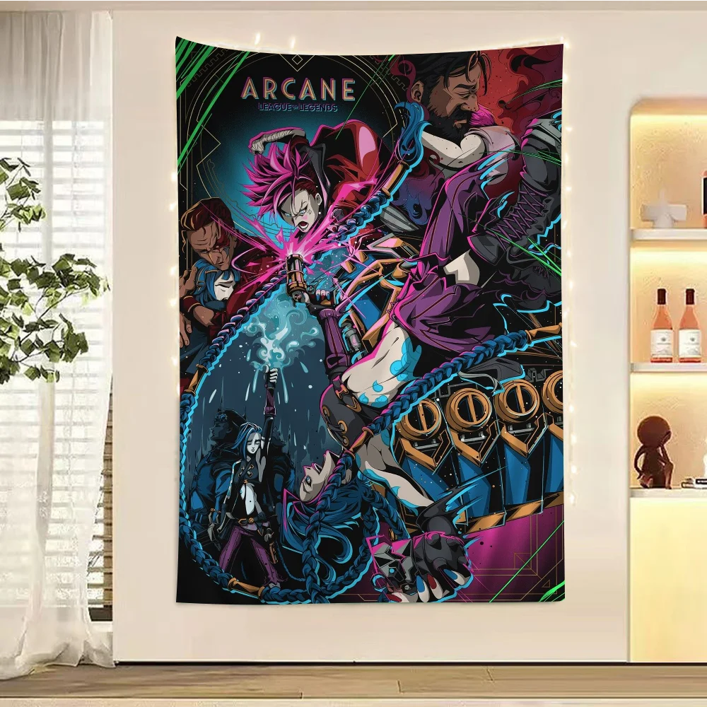 Arcane Jinx L-Lols Cartoon Tapestry For Living Room Home Dorm Decor INS