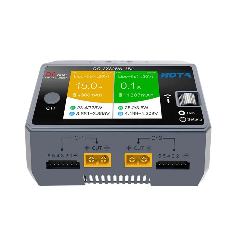 HOTA D6 Dual Smart Charger DC650W 15A Встроенный Micro USB для Lipo LiIon NiMH аккумулятора с iPhone Samsung