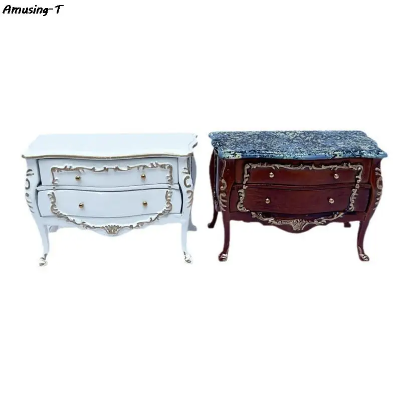 

1PC Doll house furniture luxury boutique European tracing gold side cabinet drawer