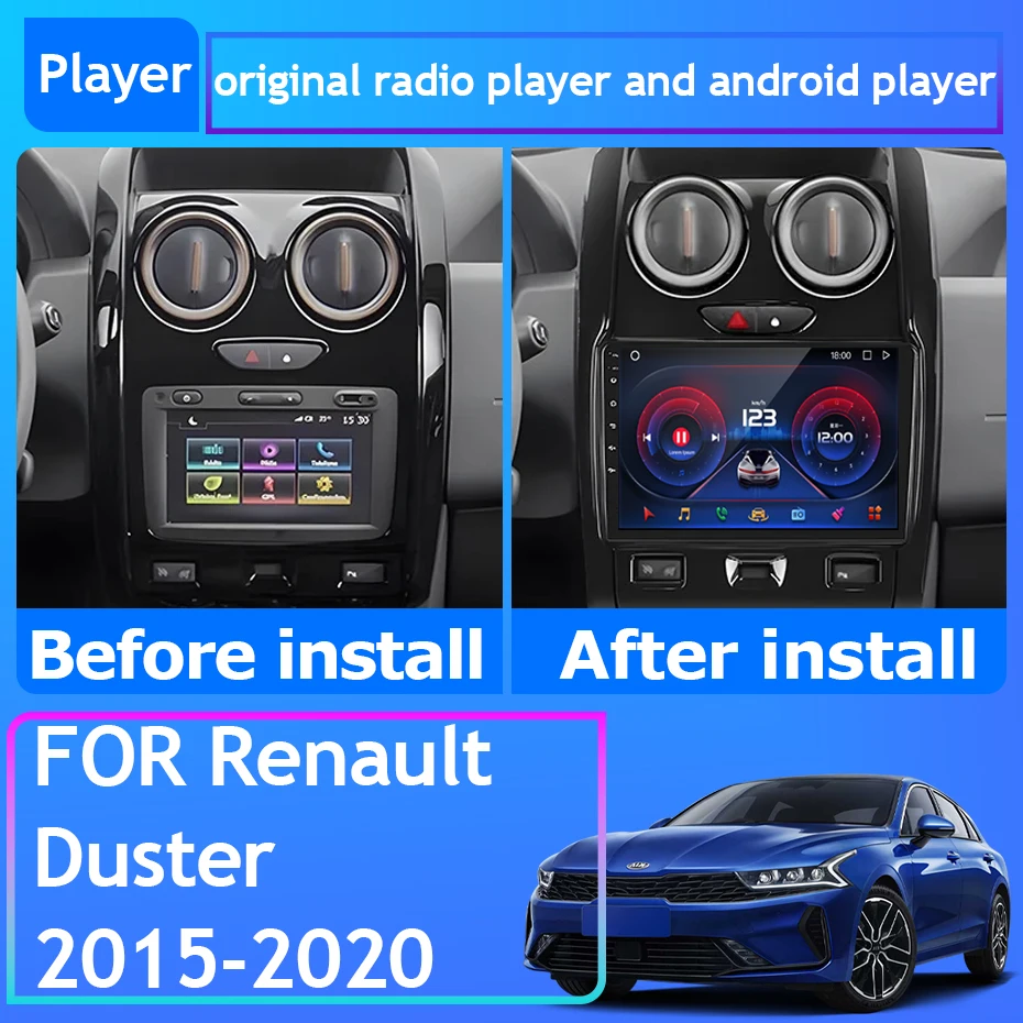 Автомобильный радиоприемник Carplay Android 13 для Renault Duster 2015-2020 LADA Largus 2021 GPS-навигация Auto