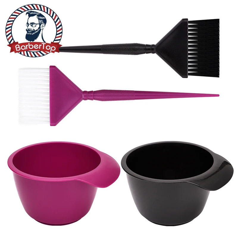

2Pcs/set Hair Dye Brush Bowl Set Salon Hair Color Mixing Dyeing Kit Hair Tint Dying Coloring Applicator Barber Supplies