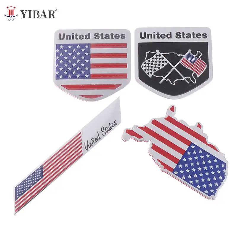 

Aluminium Alloy USA The United States American Flag Sticker Logo Car Auto Sport Badge Chrome Emblem Decals Car Styling