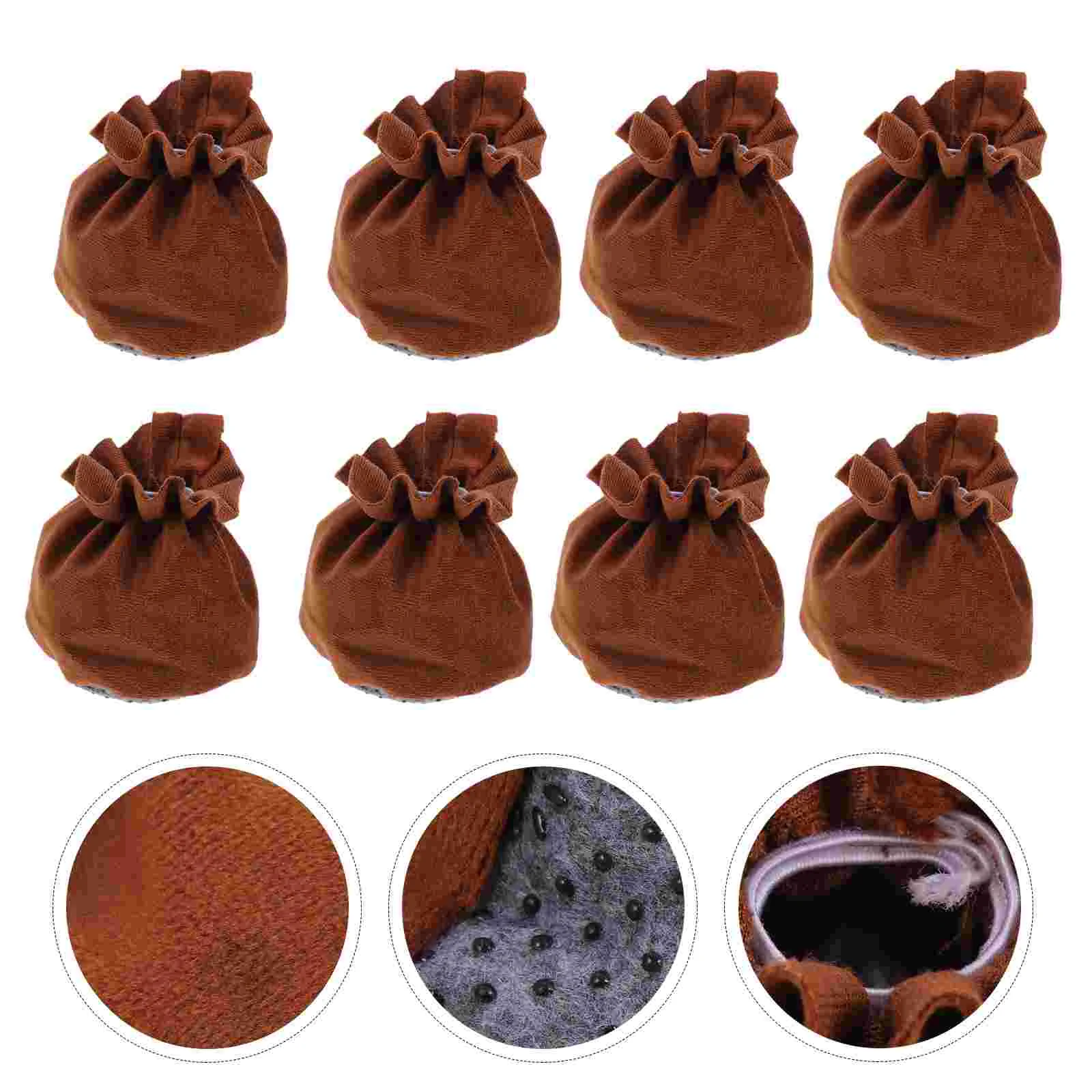

8 Pcs Stool Chair Fabric Feet Gloves Leg Protectors Furniture Cloth Table 5.5X5X5CM Coffee Polyester Covers Floors