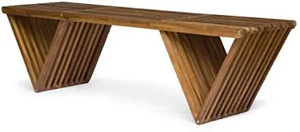 

Outdoor Acacia Wood Bench, Teak Finish
