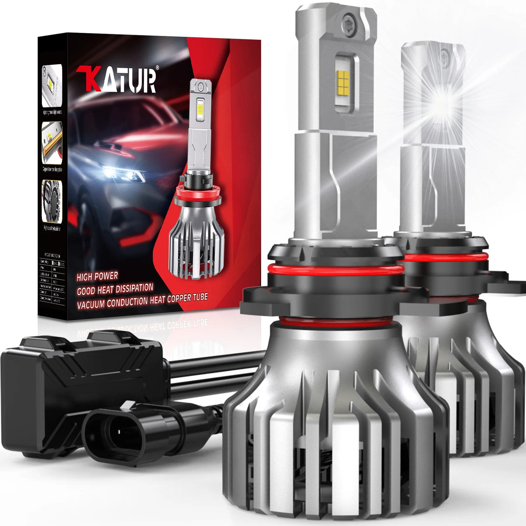 Katur 2x9012 HIR2 светодиодные лампы автомобильная белая фара Canbus 6500 лм 2023 K высокой