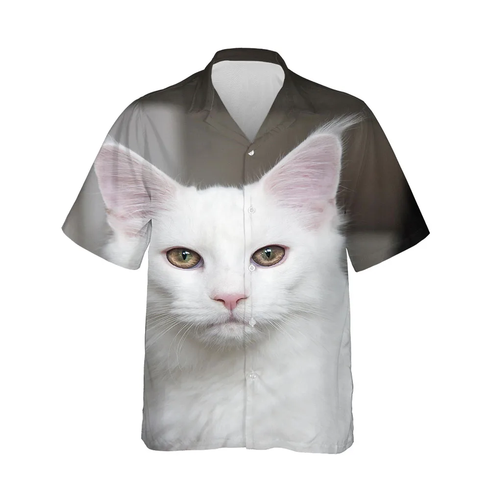 Jumeast New 3D Printed Summer Hawaiian Men's Shirts Streetwear Kitty Collection Short Sleeve Shirts High Quality Breathable Tops