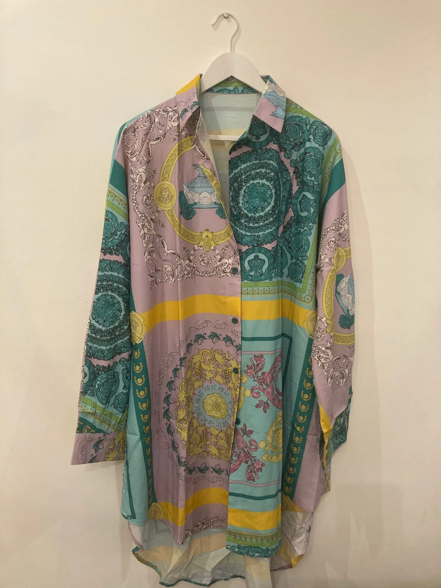 Fashion Print Women's Night Dress Long Sleeve Single Breasted Ladies Nightgown Oversize Summer Spring Sleepwear For Female