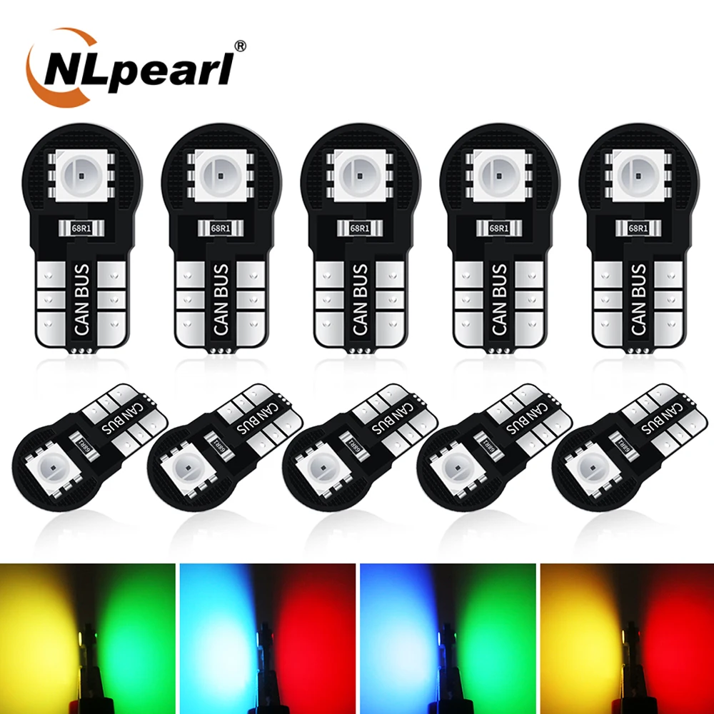 

Сигнасветильник светодиодсветодиодный лампы NLpearl T10 W5W, 10 шт., Canbus 5050 2SMD светильник пы 12 В, лампы для чтения номерного знака в салоне автомобил...