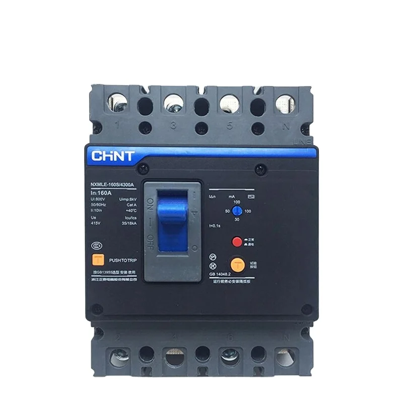 RCBO Chint NXMLE series 4P пластиковый чехол автоматический выключатель остаточного тока 400A