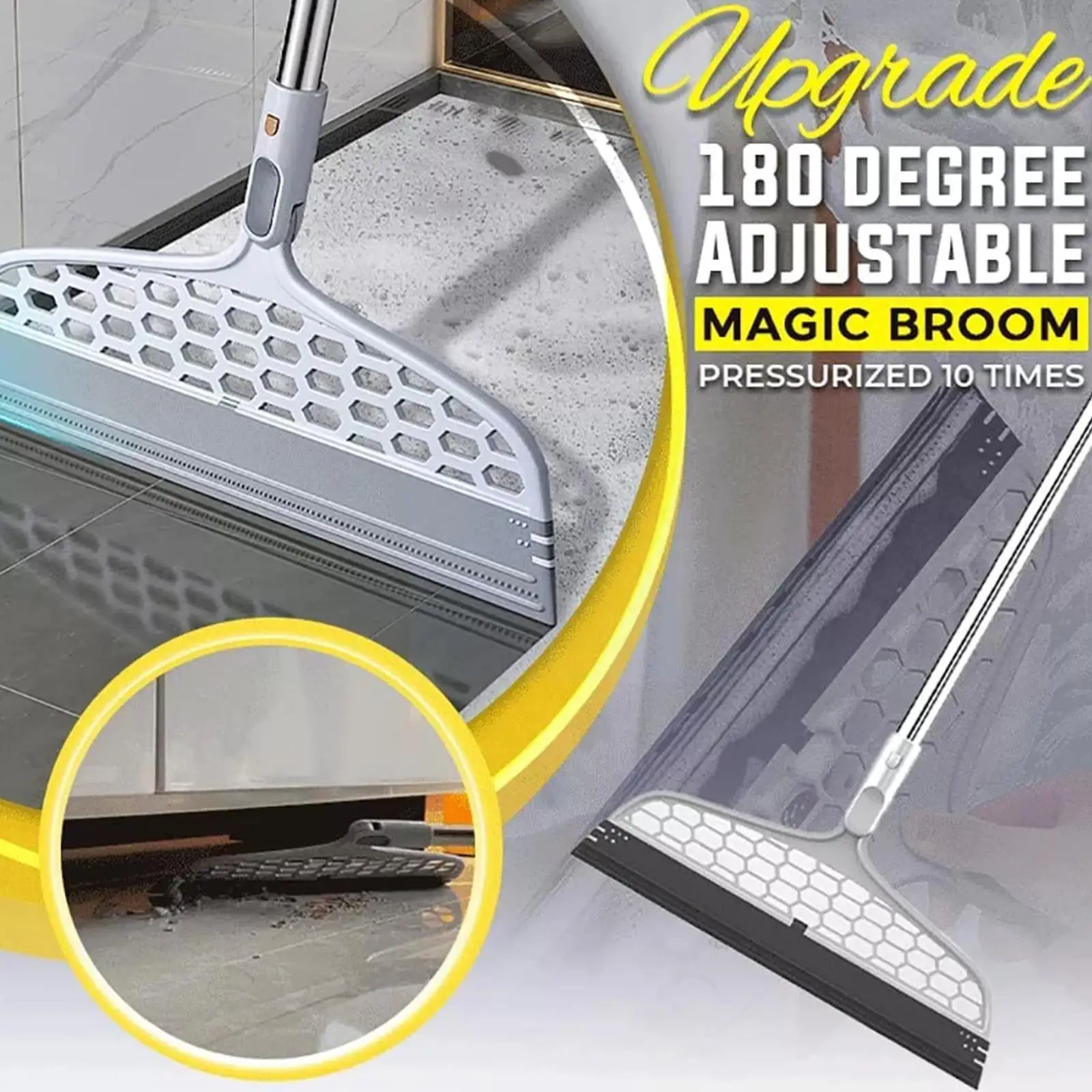 

Magic Silicone Broom Lengthen Floor Cleaning Squeegee Tools Bathroom Floor Cleaning Dust Hair Pet Wiper Brooms Household K8r6