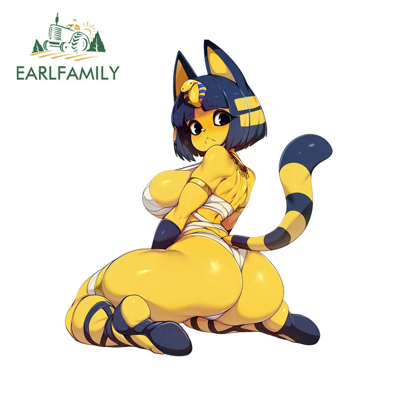 

EARLFAMILY NSFW Ankha Cat Furry Автомобильная наклейка Сексуальная наклейка на окна с большой задницей Личность Девушка Waifu Гоночные аксессуары Декор грузовика