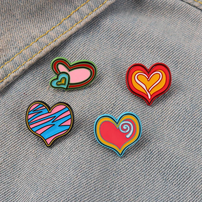 

Rainbow Heart Shaped Enamel Pin Fashion Colorful Love Metal Brooch Clothes Backpack Badge Men and Women Children's Jewelry Gift