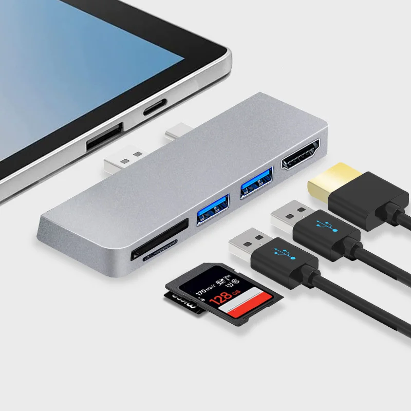 Фото Док-станция 5 в 1 USB-концентратор 3.0 для адаптера устройства чтения карт памяти SD/TF с портом USB3.0 №1
